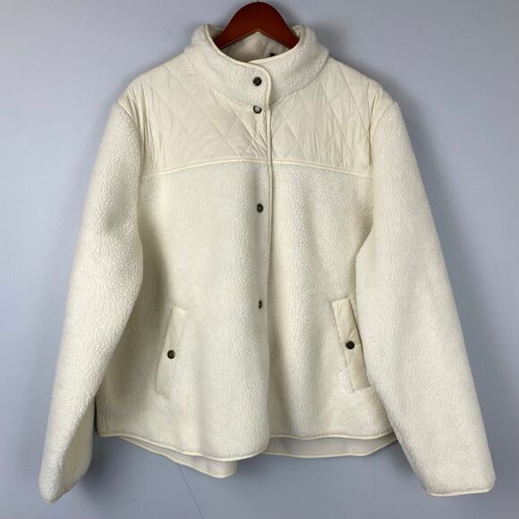 Barbour Jackets & Blazers - Barbour Cream Aspen Fleece Jacket 2X Plus Size Button NEW